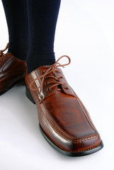 Male shoe on white background.