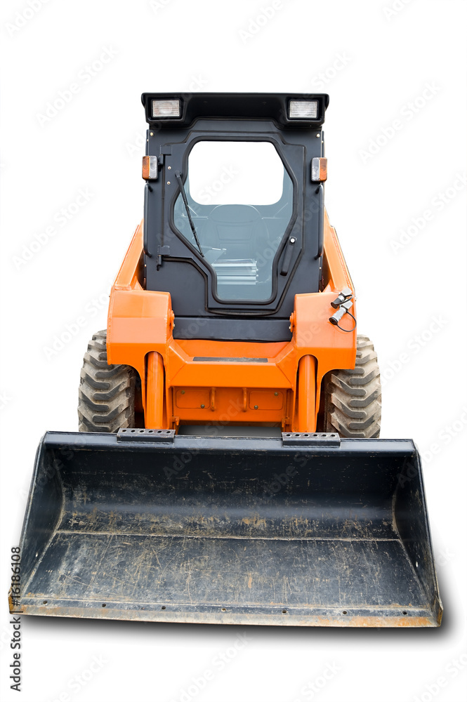 Wall mural orange mini wheel excavator