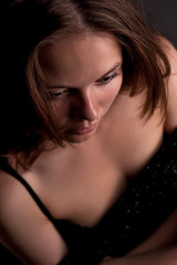 pretty young girl top view looking forward separated