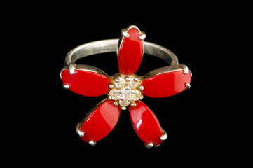 Jewellery ring isolated on the black background