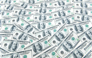 Background with many american hundred dollar bills