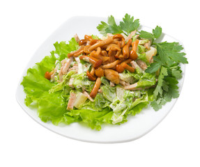 salad with mushroom and squid .Isolated