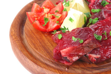 uncooked small beef chunks