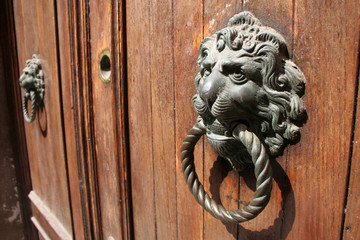 old venetian door knocker with a nice lion head