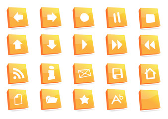 icons 3d square orange