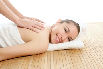 Obraz na płótnie Canvas Beautiful woman on spa massage on back