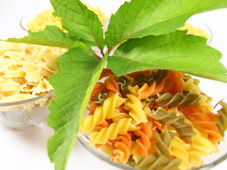 Uncooked pasta served in saucer