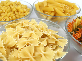 Uncooked pasta served in saucer