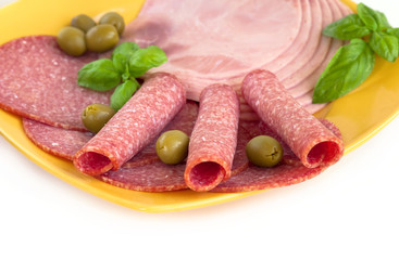 Ham and sausage slices