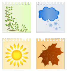 Leaves of a calendar with the image of seasons