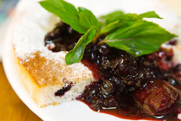 Closeup shot of a pie with strawberry jam