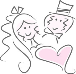 Hochzeitspaar mit Herz (Version I)