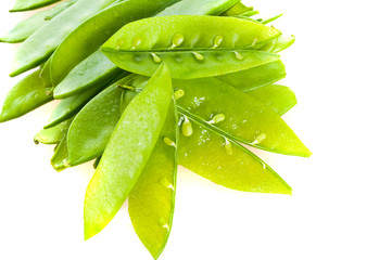 green peas in pods.
