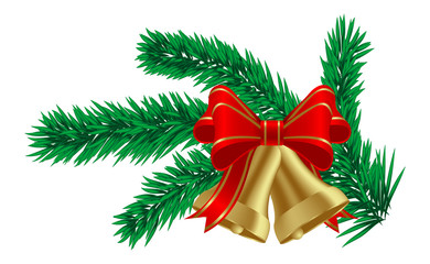 Christmas bell isolated on a white. Vector illustration.