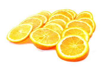 Fototapeta na wymiar Many sliced oranges