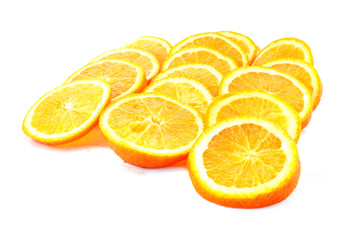 Many sliced oranges