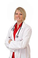 Fototapeta premium Female Doctor with Stethoscope Isolated
