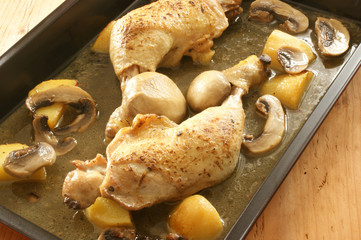 grilled chicken with organic potato and mushroom
