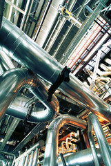 different size and shaped pipes at a power plant