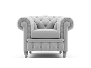 Gray armchair isolated on a white background. 3d render