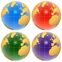 Set of color globes