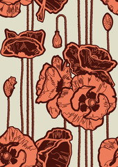 Seamless poppies background