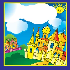 Peel and stick wall murals Castle Beautiful palace in sunny weather. Vector art-illustration.