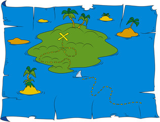 Fototapeta premium Cartoon illustration of treasure map