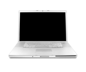compact silver laptop with black screen