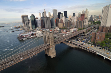 Fototapeta premium Most Brooklyński i dolny Manhattan