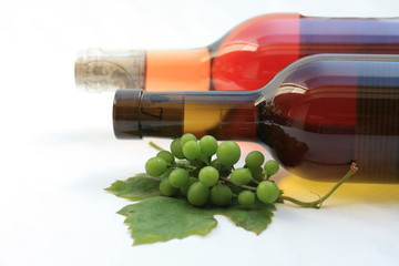 wine bottles and grapes