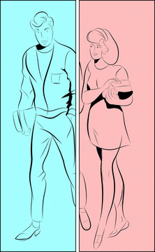 jeune couple qui marche, livres dans les mains