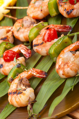 Grilled shrimps, tropical