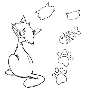 Katze, Kater, Pfoten, Fisch, Schatten