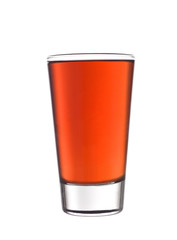 Glass of red lemonade isolated on white background