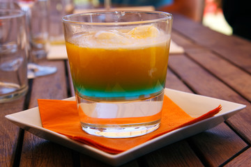 Dessert with juice, liqueur and ice cream