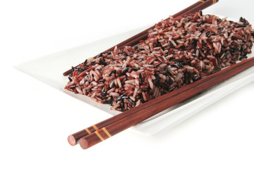 dark mixed rice on plate