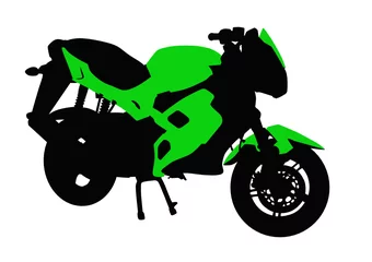 Afwasbaar Fotobehang Motorfiets Groene motorfiets
