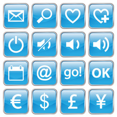 Web buttons (Miscellaneous IV) (vector; blue) (x16)