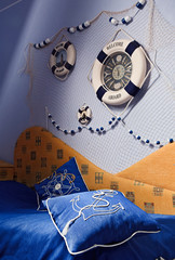 Detail of bedroom interior in Sea style