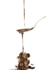 Flowing liquid chocolate