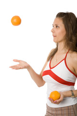 a closeup portrait of the young brunette woman