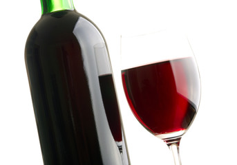 Red wine on white background.