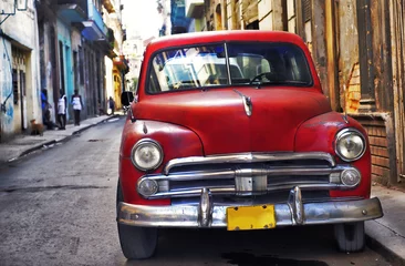 Afwasbaar Fotobehang Cubaanse oldtimers Oude havana auto