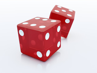 Red dice isolated on white