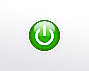 Green Power button on white background