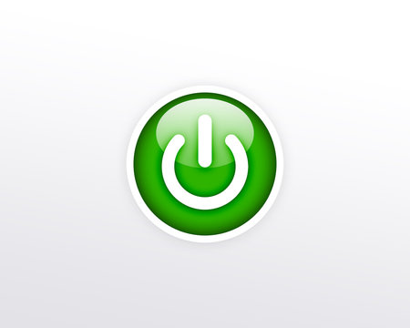 Green Power button on white background
