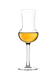 Glass of whisky isolated on white background