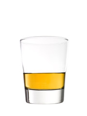 Glass of whisky isolated on white background