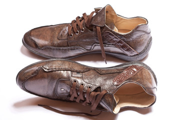 brown man shiny leather shoes